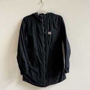 Carhartt Rain Defender Jacket Womens XS Black Excellent Hooded Full Zip 104221